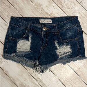 Vintage Havannah Blue Denim Distressed Women's Bootie Shorts size 26